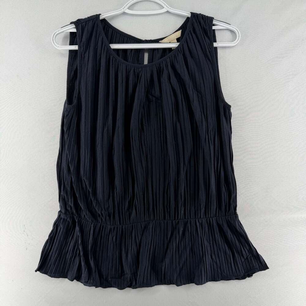0538 Small Banana Republic Navy Sleeveless Pleated Top